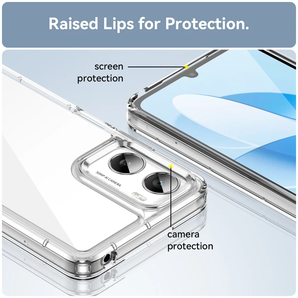 WANLONFENG For Motorola Moto G06 Power 4G / G06 4G Case  MF Series TPU Acrylic Clear Phone Cover with Tempered Glass Film - Transparent - 7