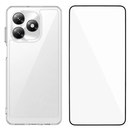 WANLONFENG For Honor X5c 4G Case  MF Series TPU Acrylic Clear Phone Cover with Tempered Glass Film - Transparent - 1