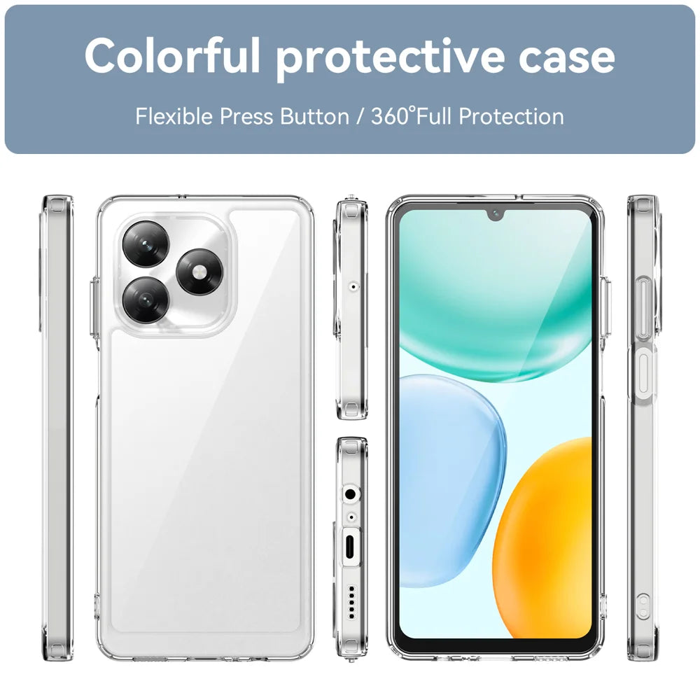 WANLONFENG For Honor X5c 4G Case  MF Series TPU Acrylic Clear Phone Cover with Tempered Glass Film - Transparent - 3