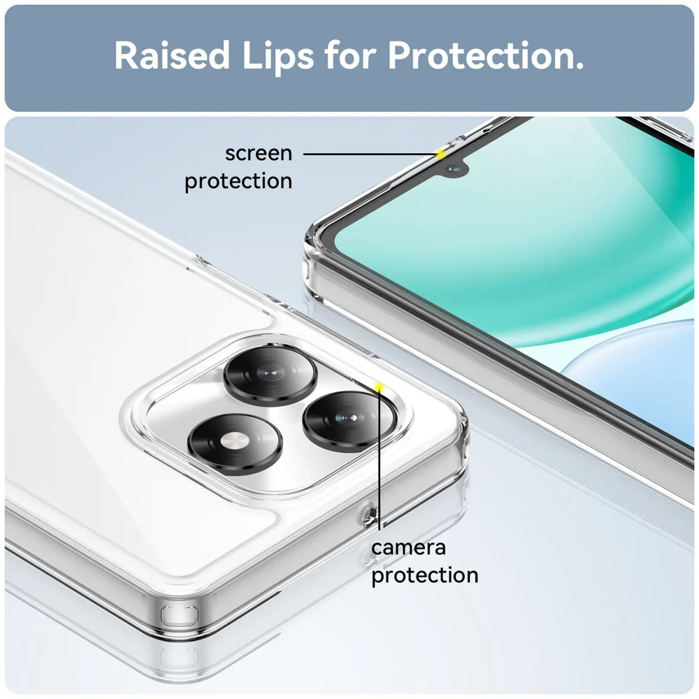 WANLONFENG For Honor X5c 4G Case  MF Series TPU Acrylic Clear Phone Cover with Tempered Glass Film - Transparent - 7