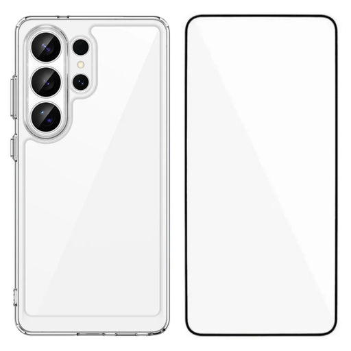 WANLONFENG For Samsung Galaxy S26 Ultra Case  MF Series TPU Acrylic Clear Phone Cover with Tempered Glass Film - Transparent - 1