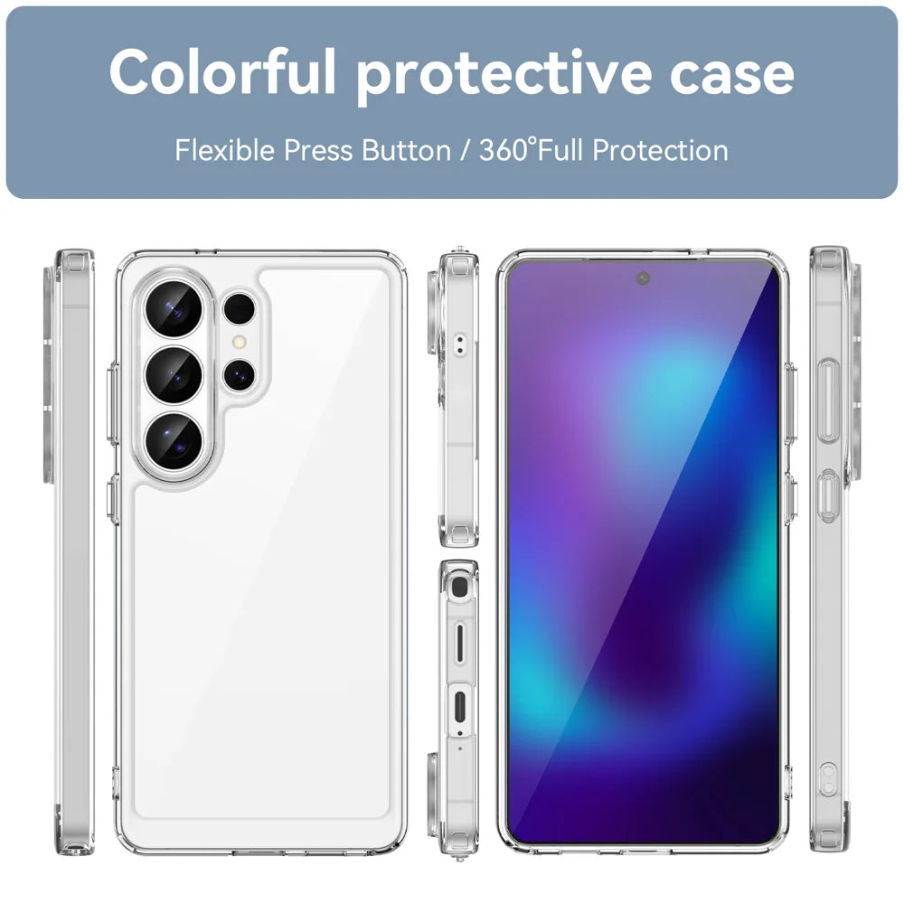 WANLONFENG For Samsung Galaxy S26 Ultra Case  MF Series TPU Acrylic Clear Phone Cover with Tempered Glass Film - Transparent - 3