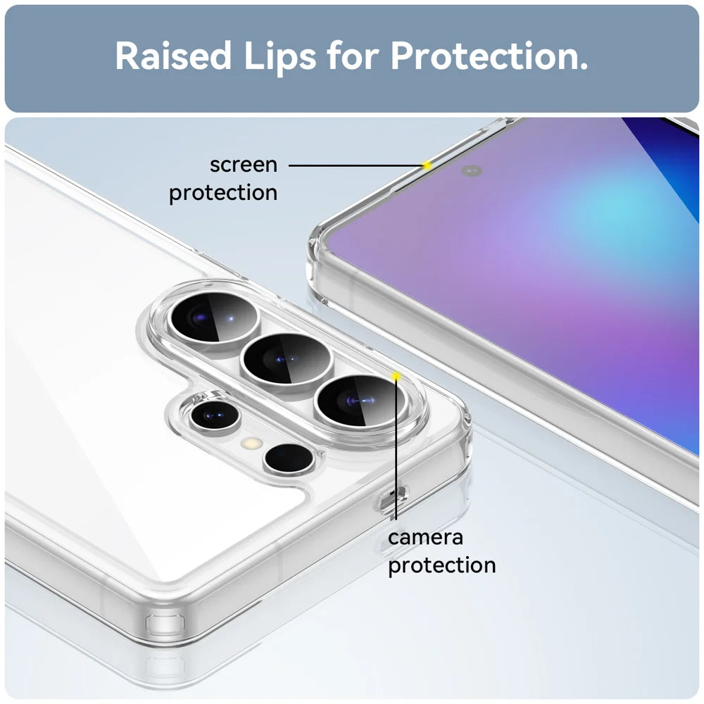 WANLONFENG For Samsung Galaxy S26 Ultra Case  MF Series TPU Acrylic Clear Phone Cover with Tempered Glass Film - Transparent - 7