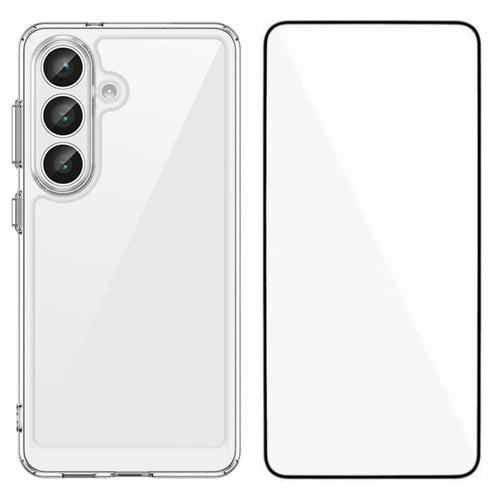 WANLONFENG For Samsung Galaxy S26+ Case  MF Series TPU Acrylic Clear Phone Cover with Tempered Glass Film - Transparent - 1