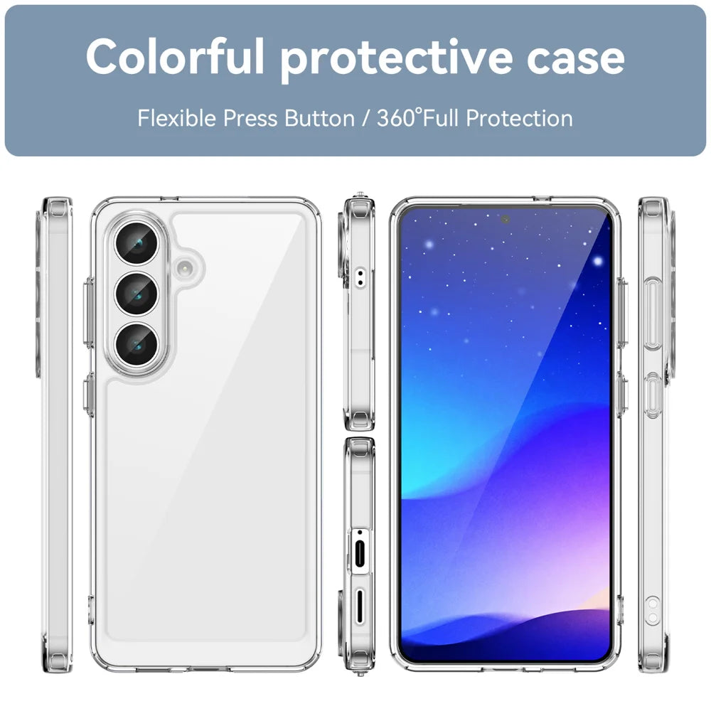 WANLONFENG For Samsung Galaxy S26+ Case  MF Series TPU Acrylic Clear Phone Cover with Tempered Glass Film - Transparent - 3