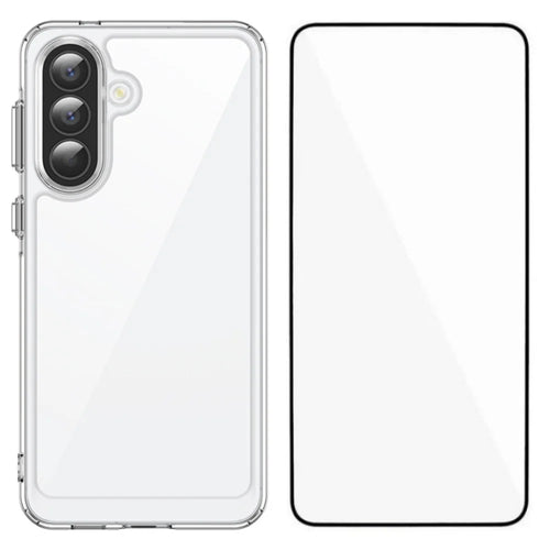 WANLONFENG For Samsung Galaxy A57 5G Case  MF Series TPU Acrylic Clear Phone Cover with Tempered Glass Film - Transparent - 1