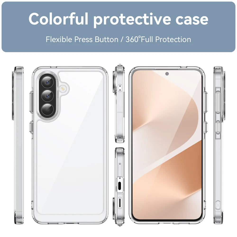 WANLONFENG For Samsung Galaxy A57 5G Case  MF Series TPU Acrylic Clear Phone Cover with Tempered Glass Film - Transparent - 3