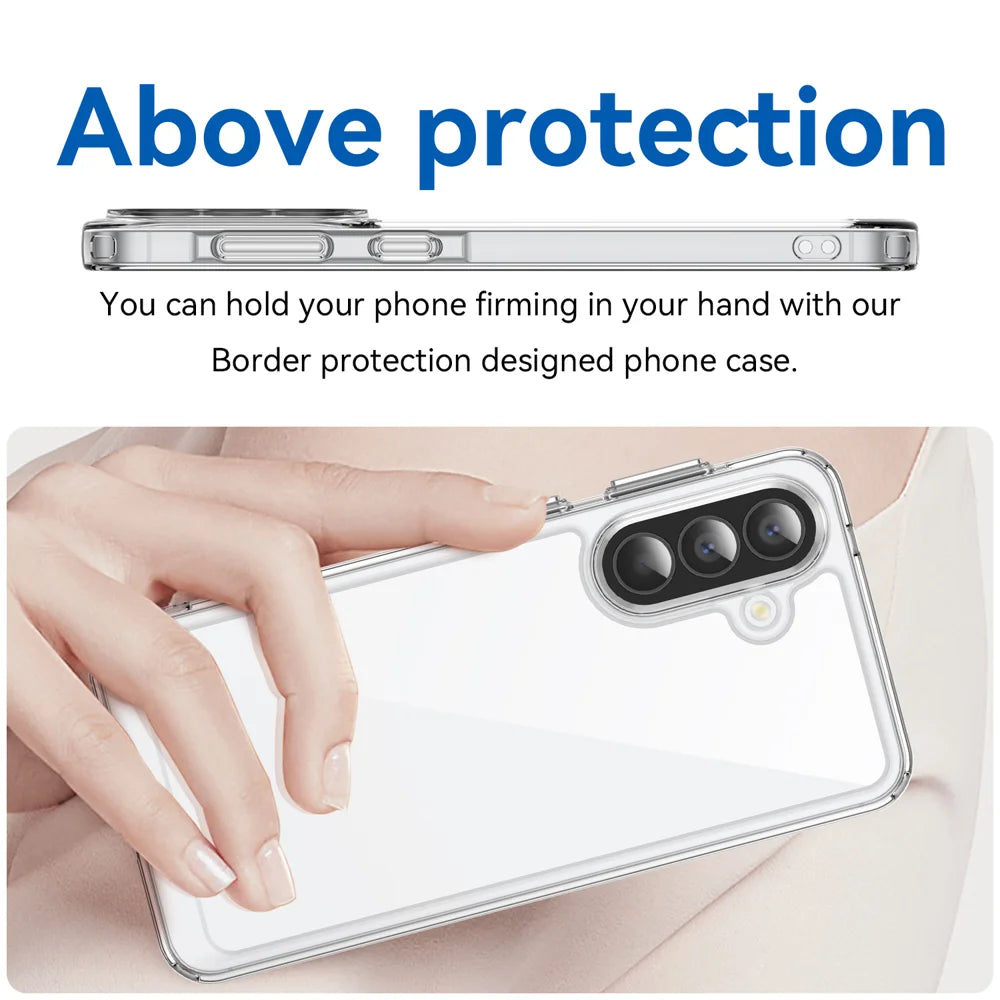 WANLONFENG For Samsung Galaxy A57 5G Case  MF Series TPU Acrylic Clear Phone Cover with Tempered Glass Film - Transparent - 5