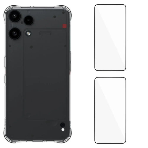 WANLONFENG For Nothing Phone (3a) Lite 5G TPU Case  WL2 Series 2.0mm Phone Cover with 2Pcs Tempered Glass Films - Transparent - 1