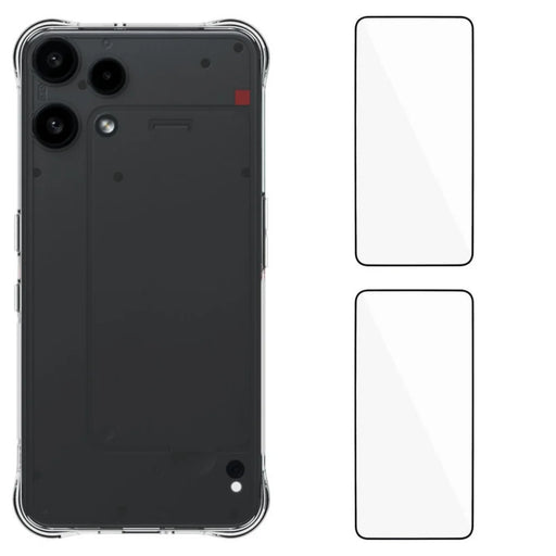 WANLONFENG For Nothing Phone (3a) Lite 5G TPU Case  WL2 Series 2.0mm Phone Cover with 2Pcs Tempered Glass Films - Transparent - 1