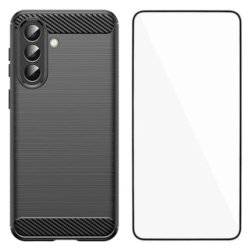 WANLONFENG For Samsung Galaxy A57 5G Case with Screen Film  LS Series Big Lens Hole Brushed Texture TPU Phone Cover - Black - 1