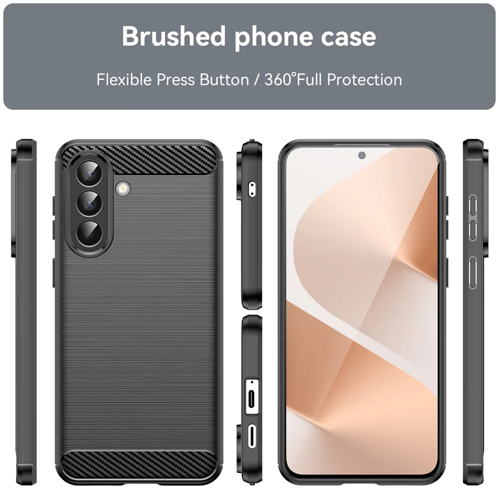 WANLONFENG For Samsung Galaxy A57 5G Case with Screen Film  LS Series Big Lens Hole Brushed Texture TPU Phone Cover - Black - 3