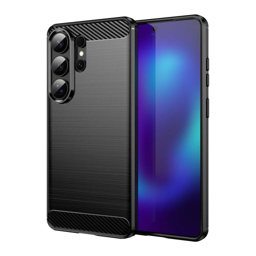 WANLONFENG For Samsung Galaxy S26 Ultra Case with Screen Film  LS Series Big Lens Hole Brushed Texture TPU Phone Cover - Black - 2