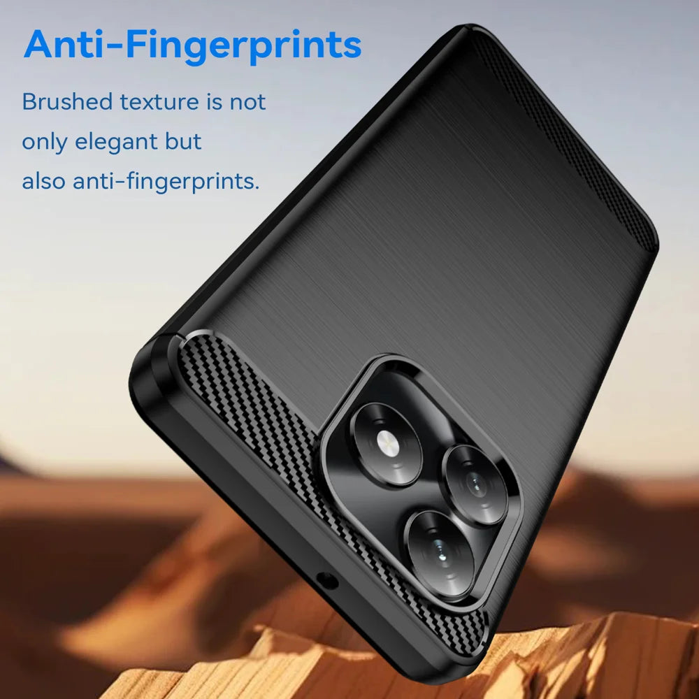 WANLONFENG For Honor X5c Plus 4G / Honor X5c 4G Case with Screen Film  LS Series Big Lens Hole Brushed Texture TPU Phone Cover - Black - 4