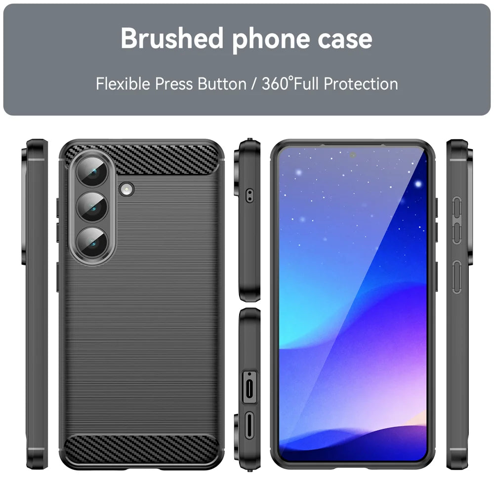 WANLONFENG For Samsung Galaxy S26+ Case with Screen Film  LS Series Big Lens Hole Brushed Texture TPU Phone Cover - Black - 3