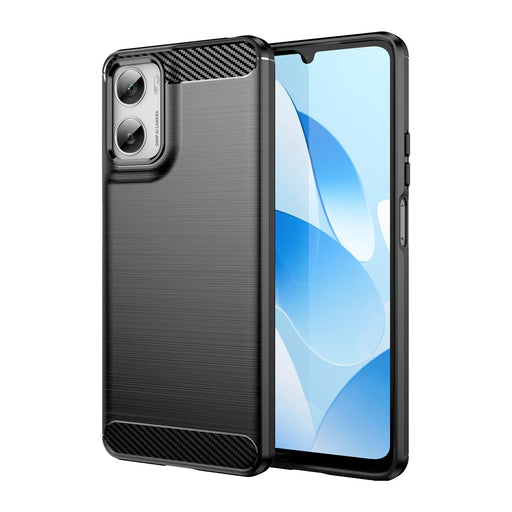 WANLONFENG For Motorola Moto G06 Power 4G / G06 4G Case with Screen Film  LS Series Big Lens Hole Brushed Texture TPU Phone Cover - Black - 2