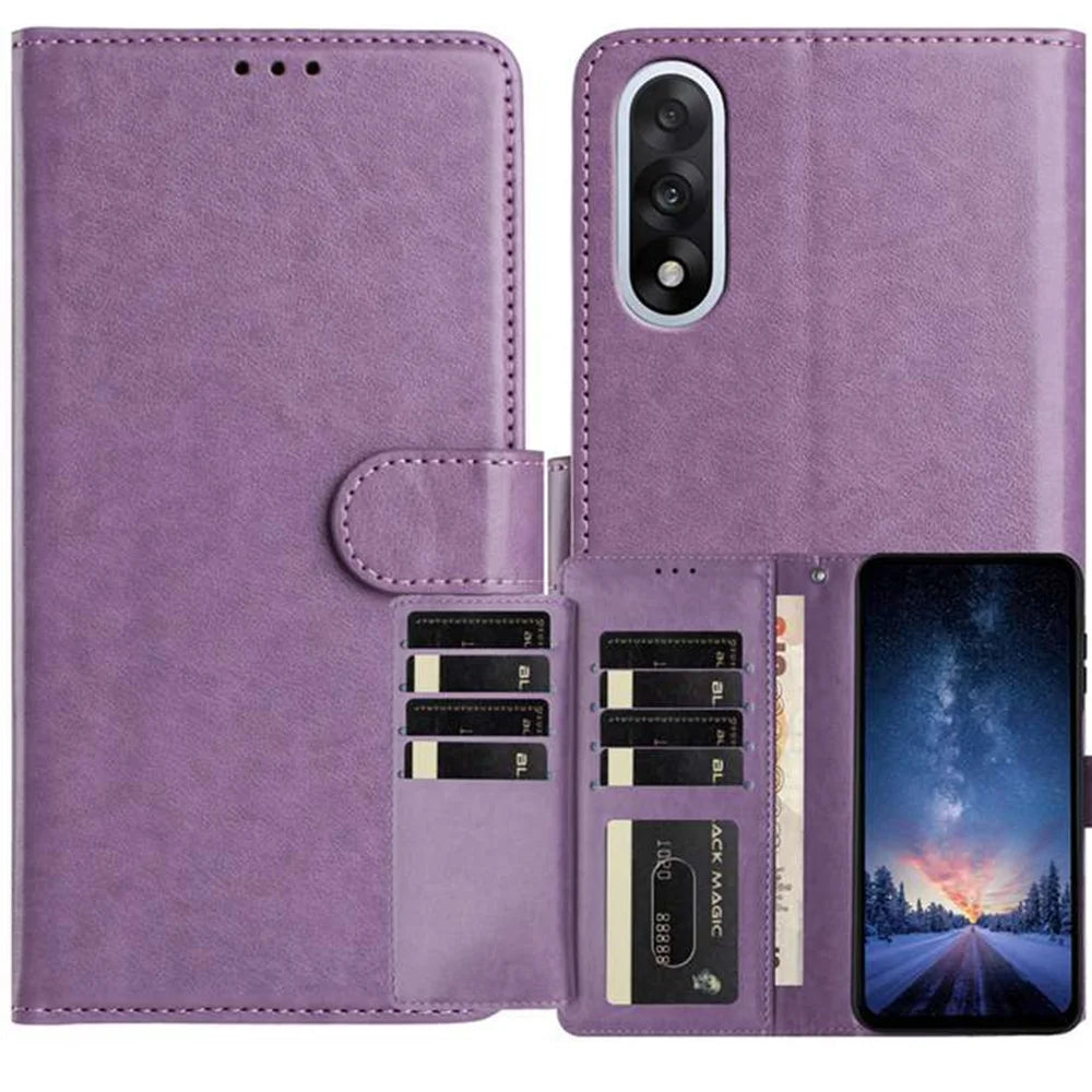 For OnePlus Nord 5 5G Wallet Phone Case Stand PU Leather Folio Flip Cover with 8 Card Slot - Purple - 1