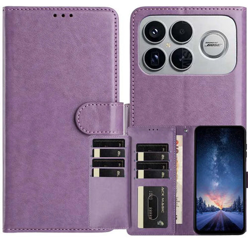 For Xiaomi Redmi K90 Pro Max 5G Wallet Phone Case Stand PU Leather Folio Flip Cover with 8 Card Slot - Purple - 1