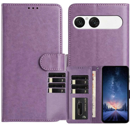 For Sony Xperia 10 VII Wallet Phone Case Stand PU Leather Folio Flip Cover with 8 Card Slot - Purple - 1