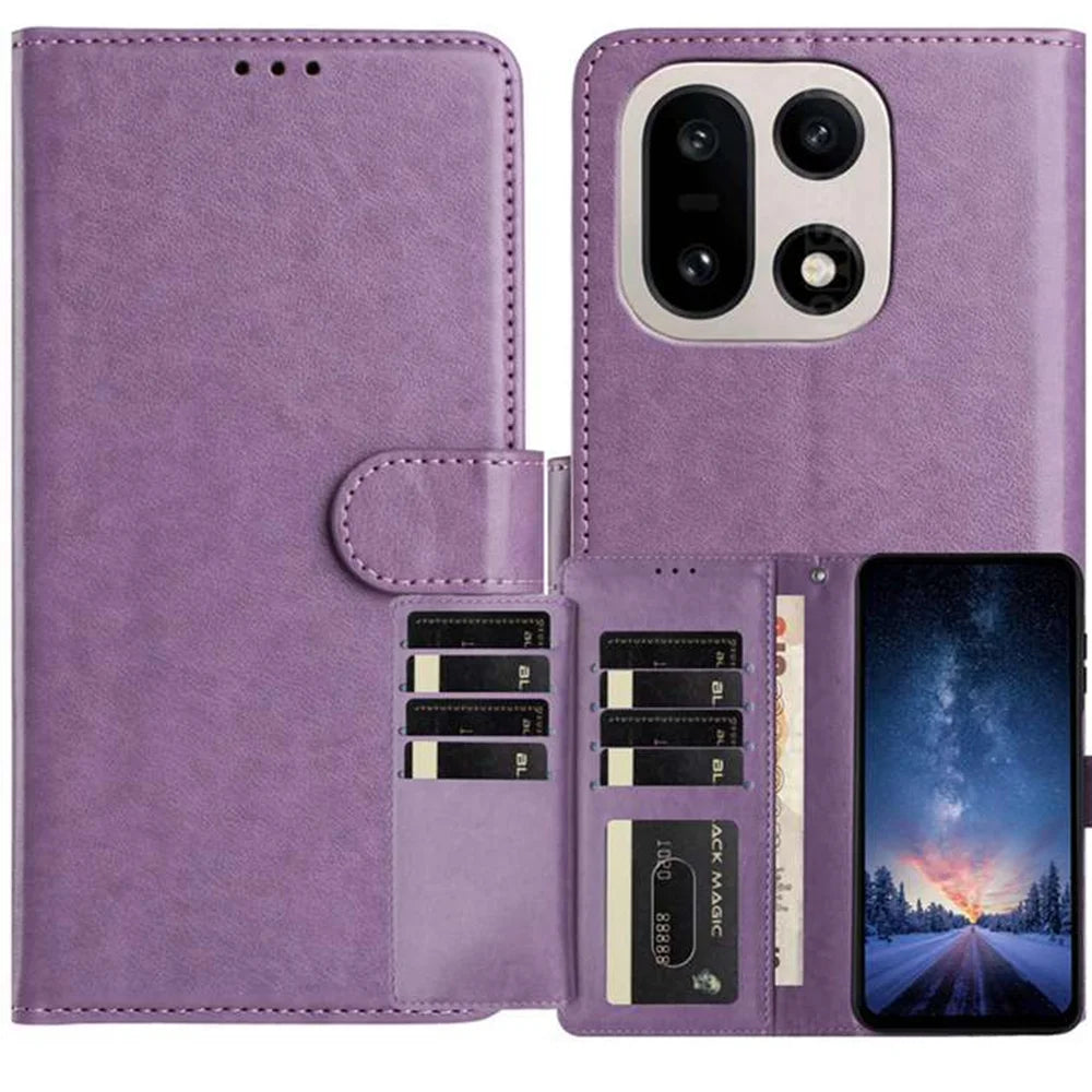 For OnePlus 15 5G Wallet Phone Case Stand PU Leather Folio Flip Cover with 8 Card Slot - Purple - 1