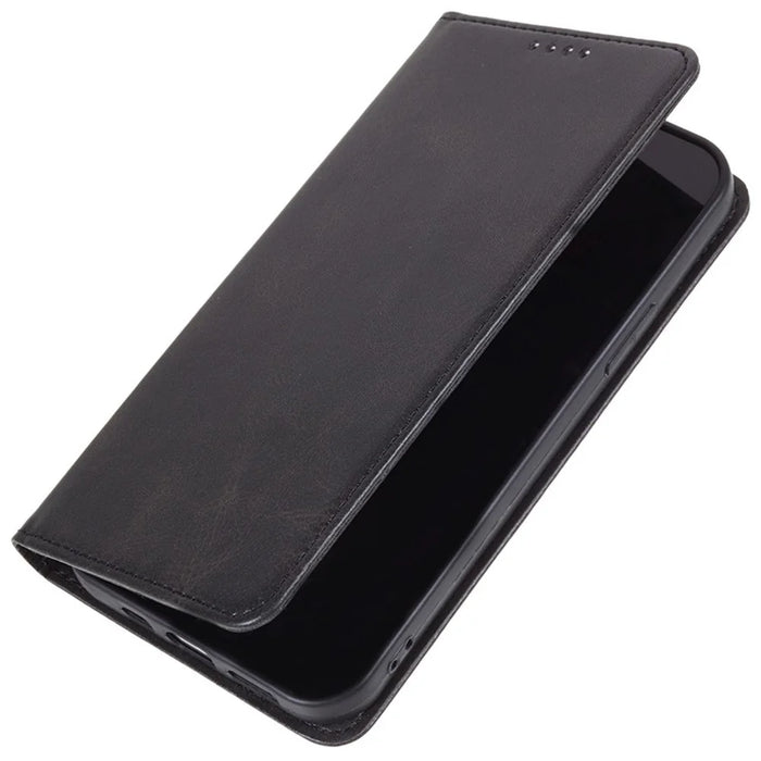 For Sony Xperia 10 VII Case Strong Magnetic PU Leather Phone Cover Calf Texture - Black - 5