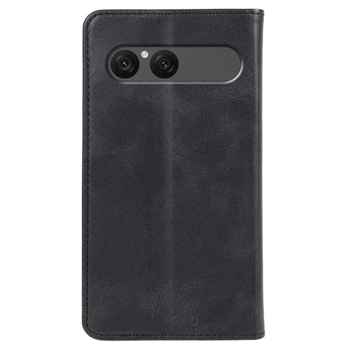 For Sony Xperia 10 VII Case Strong Magnetic PU Leather Phone Cover Calf Texture - Black - 7