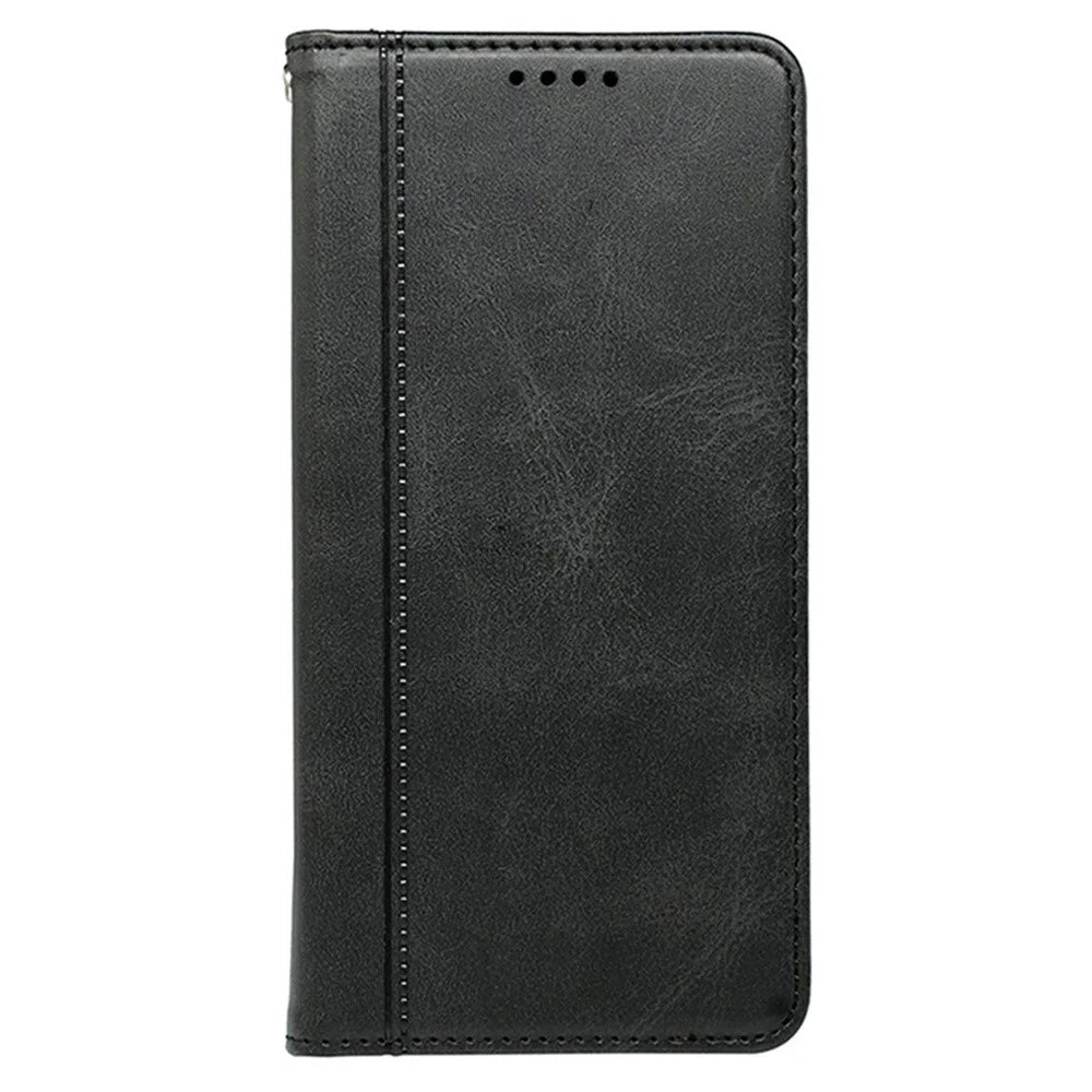 Phone Case For OnePlus 15R 5G / Ace 6T 5G / Ace 6 5G Hidden Magnetic Closure Calf Texture Leather Phone Cover - Black - 4
