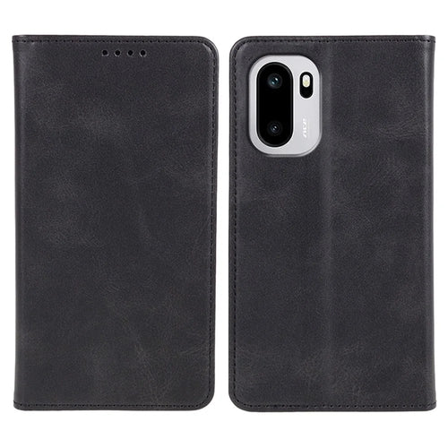 Phone Case For OnePlus 15R 5G / Ace 6T 5G / Ace 6 5G Strong Magnetic PU Leather Phone Cover Calf Texture - Black - 1