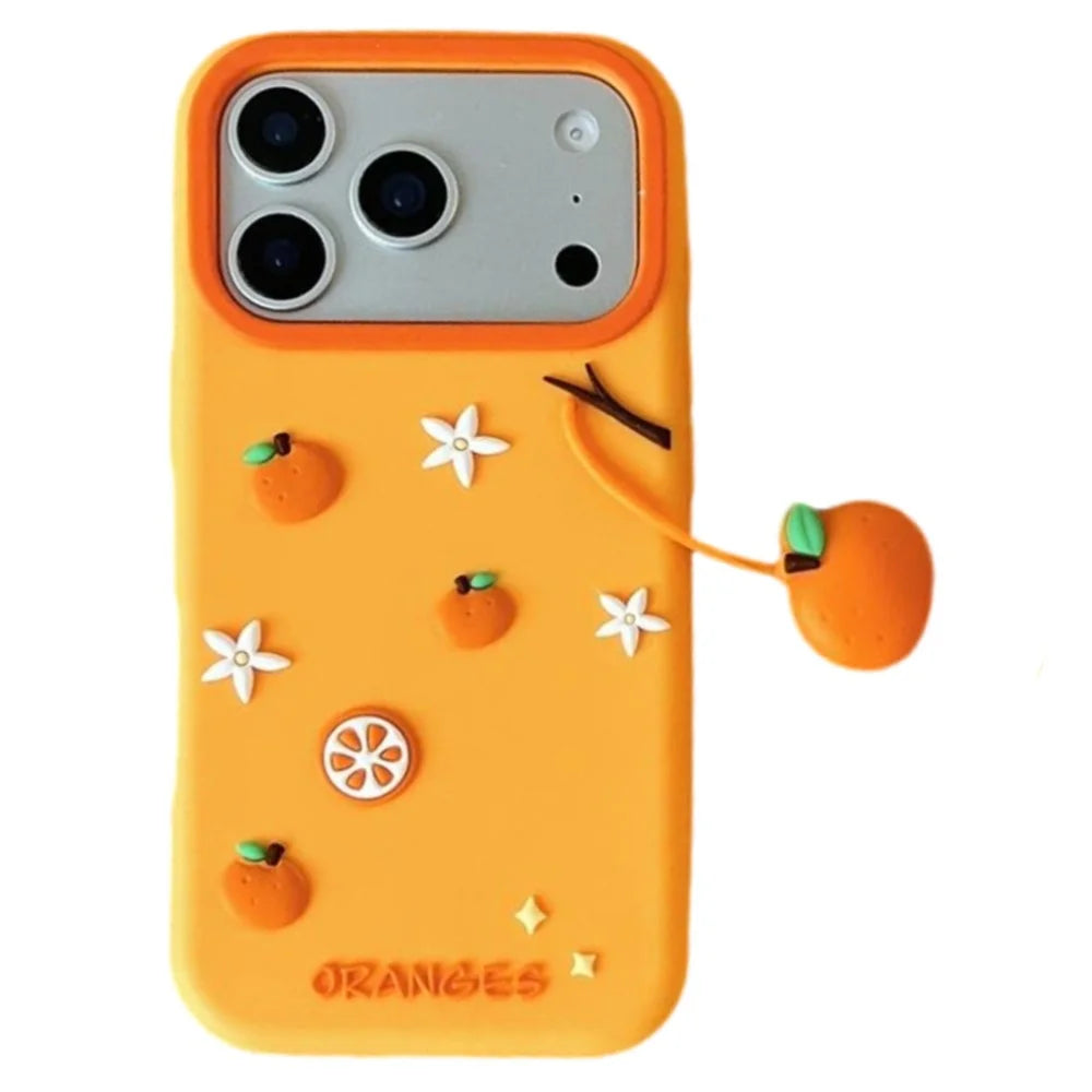 For iPhone 18 Pro Max / 17 Pro Max Silicone Case Cute Orange Shape Pendant Shockproof Phone Back Cover - 1