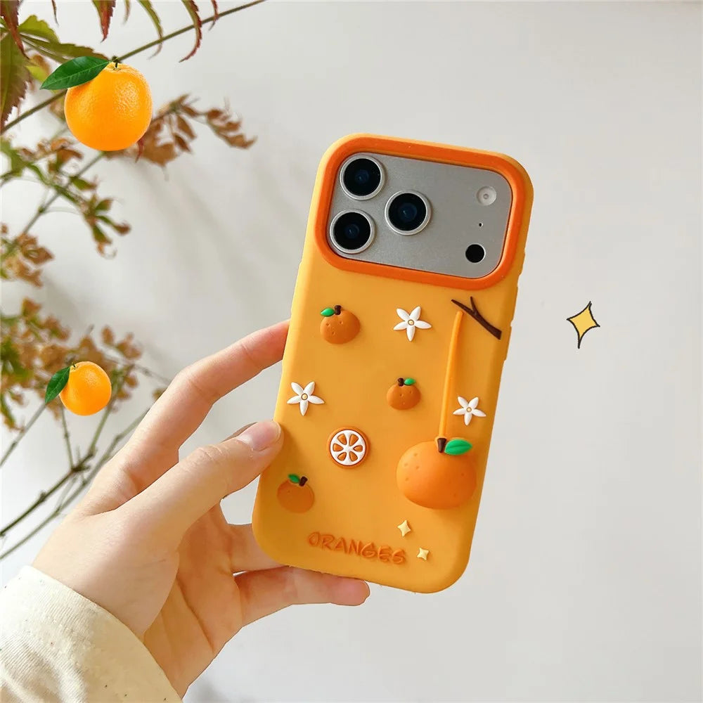 For iPhone 18 Pro Max / 17 Pro Max Silicone Case Cute Orange Shape Pendant Shockproof Phone Back Cover - 6