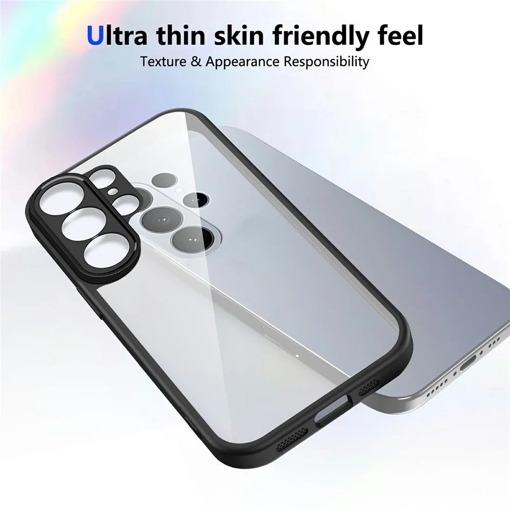 For Samsung Galaxy S26 Ultra Case Matte Skin Touch Clear PC + TPU Shockproof Phone Back Cover - Black - 3