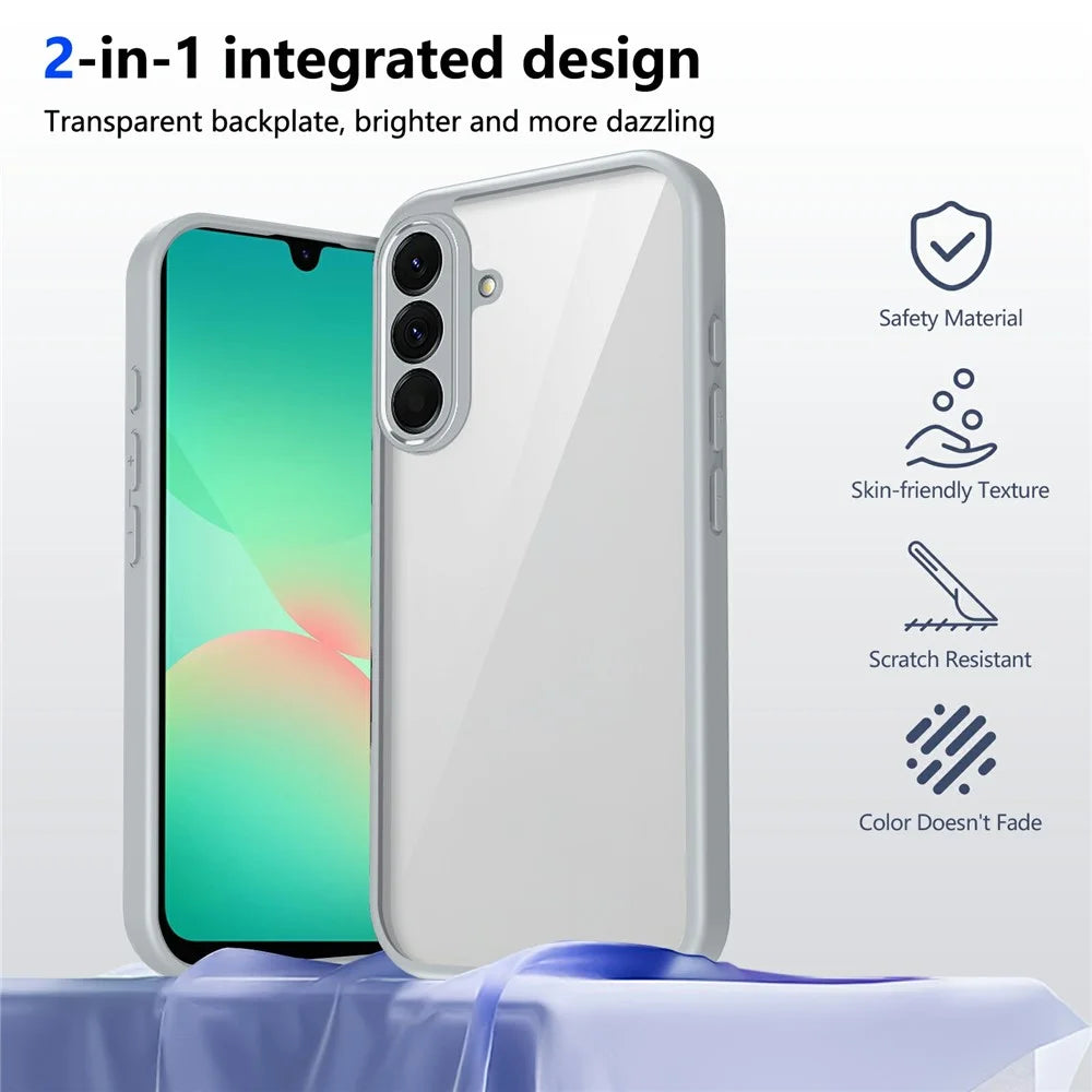 For Samsung Galaxy S26+ Case Matte Skin Touch Clear PC + TPU Shockproof Phone Back Cover - Grey - 2