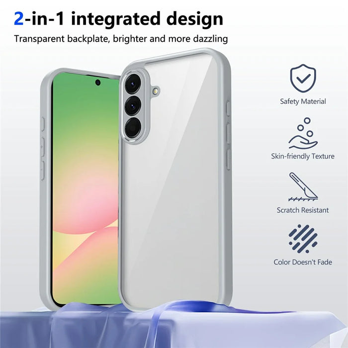 For Samsung Galaxy A37 5G Case Matte Skin Touch Clear PC + TPU Shockproof Phone Back Cover - Grey - 2