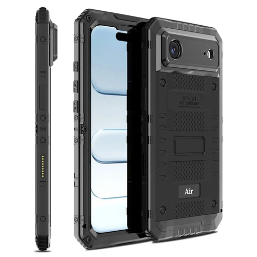 IP68 Waterproof Phone Case for iPhone Air Metal + Silicone Cover with Screen Protector - Black - 1