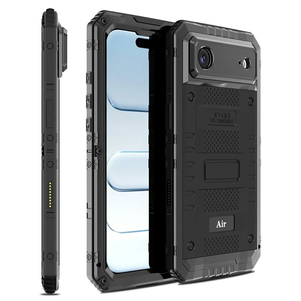 IP68 Waterproof Phone Case for iPhone Air Metal + Silicone Cover with Screen Protector - Black - 1