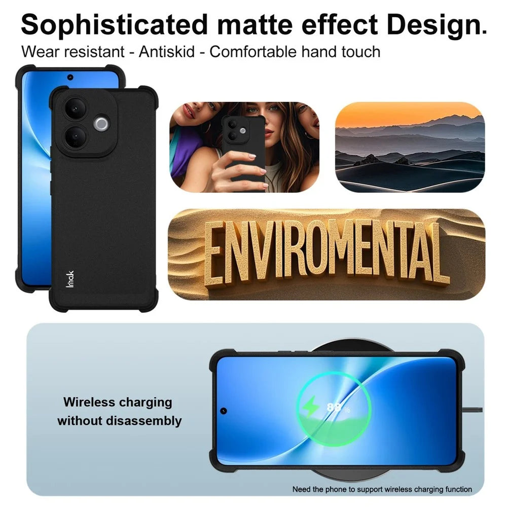 IMAK For vivo V70 Lite 5G / V60 Lite 5G / V60 Lite 4G Case TPU Phone Cover Airbag Shockproof Protection - Matte Black - 6