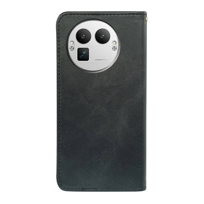 For Realme GT 8 Pro 5G Case Strong Magnetic PU Leather Phone Cover Calf Texture - Black - 7