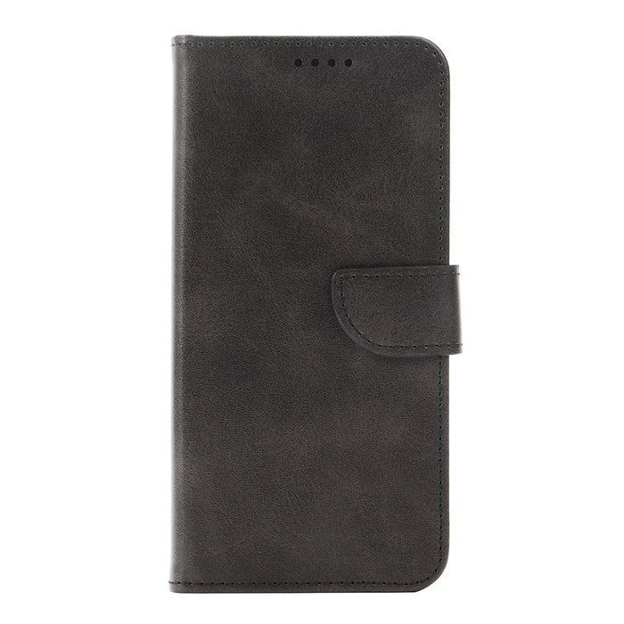For Samsung Galaxy S24 FE Case Wallet Stand Magnetic Clasp Closure Calf Texture Leather Phone Cover - Black - 5