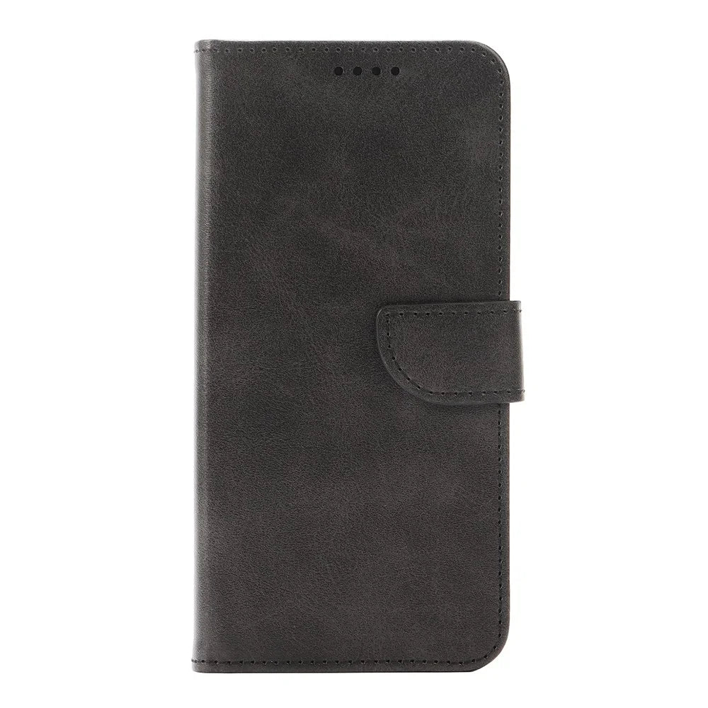 For Samsung Galaxy S25 Case Wallet Stand Magnetic Clasp Closure Calf Texture Leather Phone Cover - Black - 5