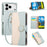 For iPhone 18 Pro Max / 17 Pro Max Case Zipper Wallet Color Splicing TPU PU Leather Flip Phone Cover with Strap - Green - 1