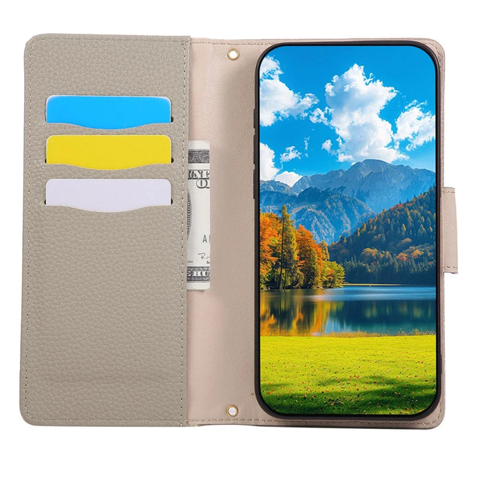 For iPhone 17 Case Zipper Wallet Color Splicing TPU PU Leather Flip Phone Cover with Strap - Grey - 3