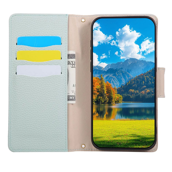 For Samsung Galaxy A36 5G Case Zipper Wallet Color Splicing TPU PU Leather Flip Phone Cover with Strap - Green - 3