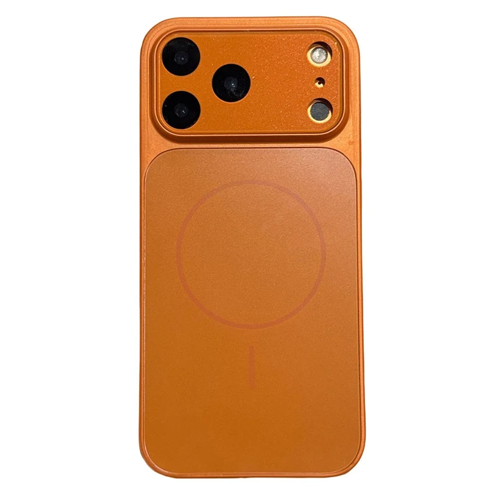 For iPhone 17 Pro Max Case Compatible with MagSafe Lens Protection Acrylic + TPU Matte Phone Cover - Titanium Orange - 1