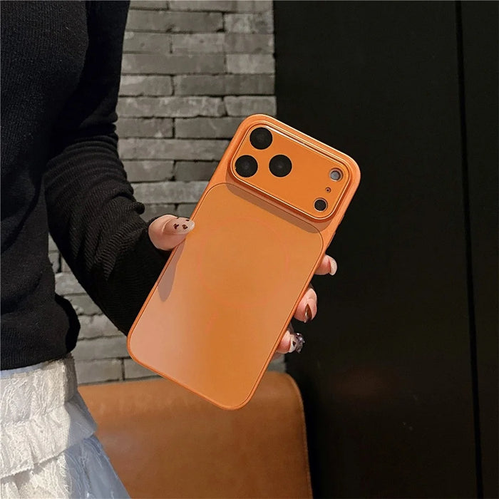 For iPhone 17 Pro Max Case Compatible with MagSafe Lens Protection Acrylic + TPU Matte Phone Cover - Titanium Orange - 3