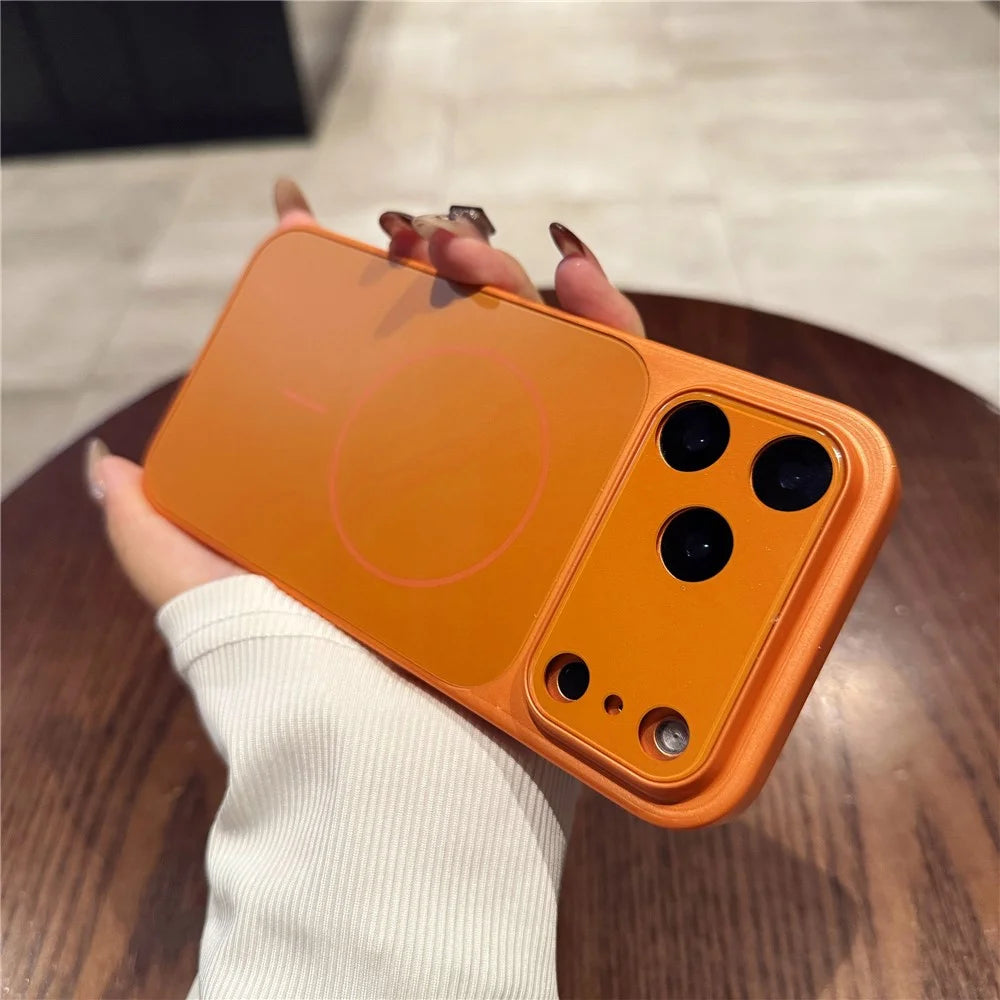 For iPhone 17 Pro Case Compatible with MagSafe Lens Protection Acrylic + TPU Matte Phone Cover - Titanium Orange - 4