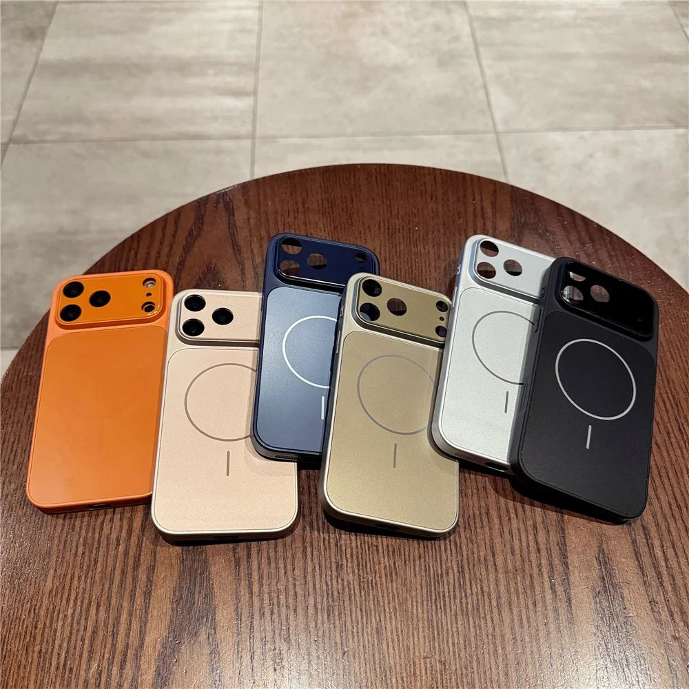 For iPhone 17 Pro Case Compatible with MagSafe Lens Protection Acrylic + TPU Matte Phone Cover - Titanium Orange - 5