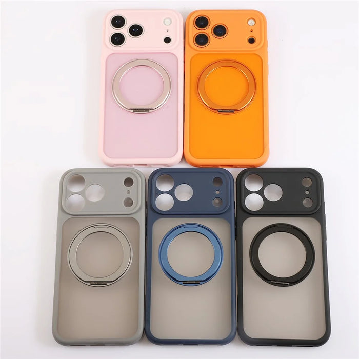 For iPhone 17 Pro Max Case Compatible with MagSafe Rotating Kickstand TPU + PC Skin Touch Phone Cover - Orange - 5