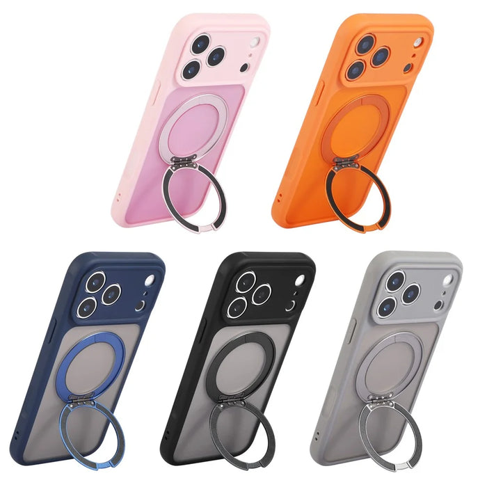 For iPhone 17 Pro Max Case Compatible with MagSafe Rotating Kickstand TPU + PC Skin Touch Phone Cover - Orange - 6