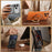 JAUCASE For iPhone 17 Pro Max Magnetic Case Linen Texture Rotary Ring Kickstand PC + TPU Phone Cover - Orange - 3
