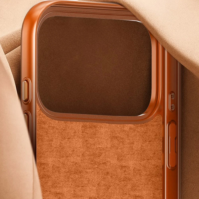 JAUCASE For iPhone 17 Pro Max Magnetic Case Linen Texture Rotary Ring Kickstand PC + TPU Phone Cover - Orange - 6